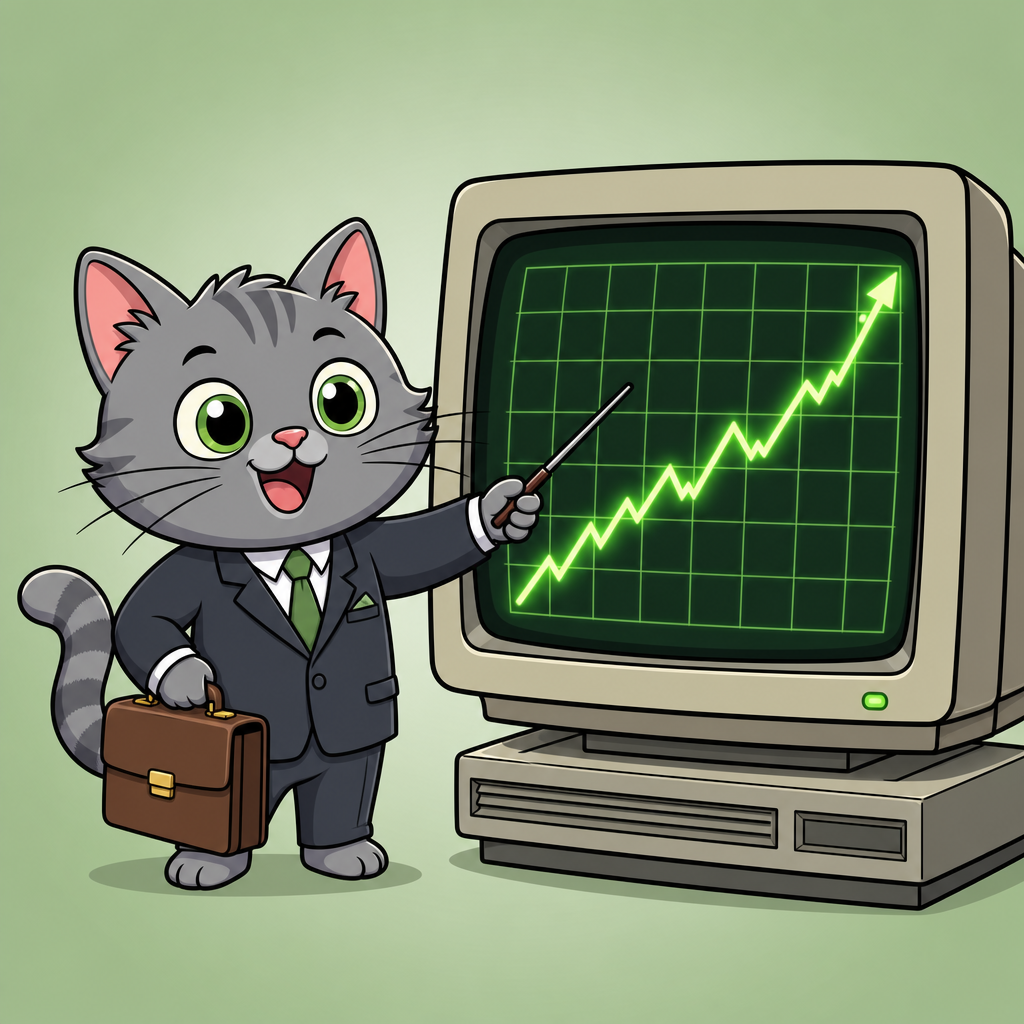 Cat pointing at chart