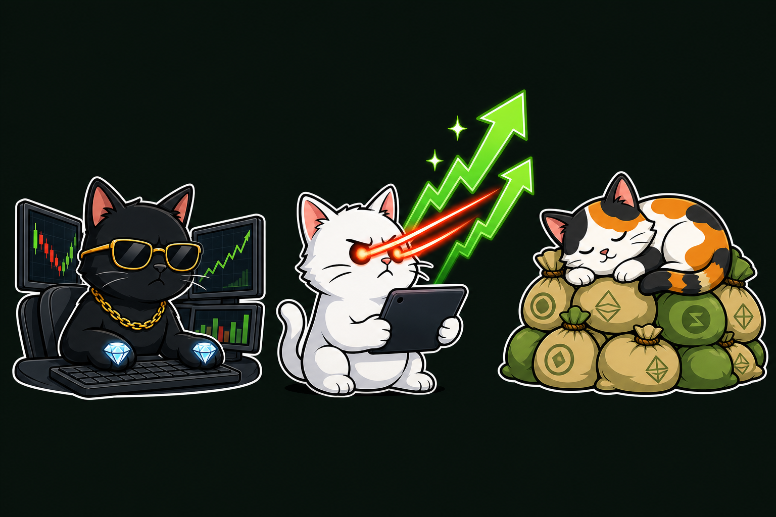 Cartoon cat traders